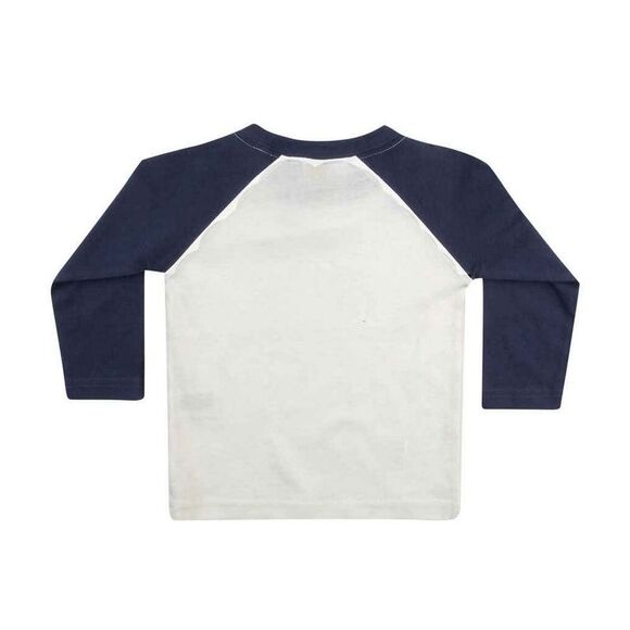 Larkwood Childrens/Kids Long-Sleeved Baseball T-Shirt / White/Navy - Picture 2 of 3